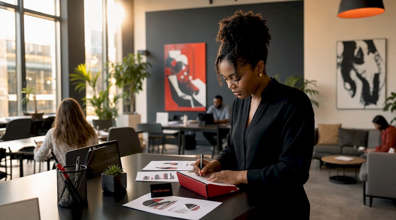 Marketing strategist planning brand media network