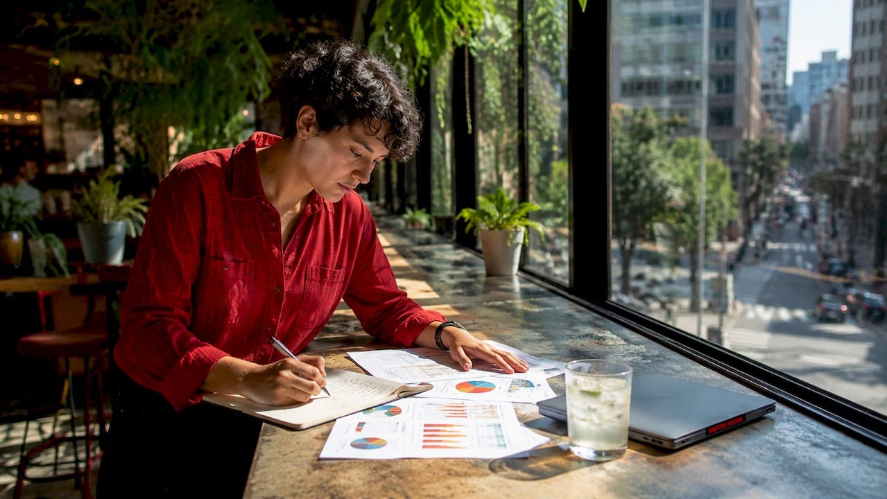 Marketer reviewing retail media strategy documents