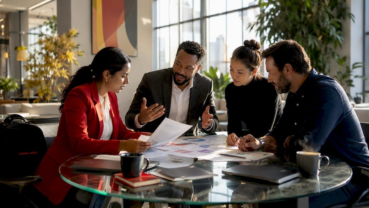 Team discussing brand positioning strategy