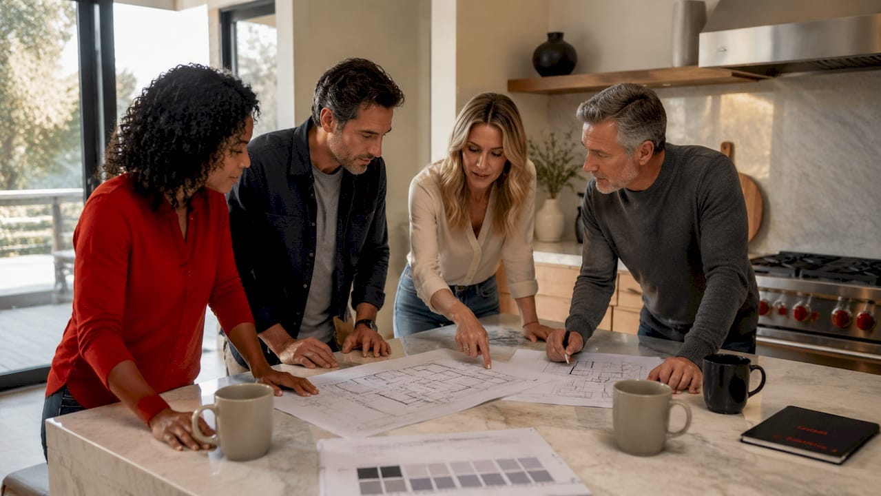 Group discussing home buyer segments at table