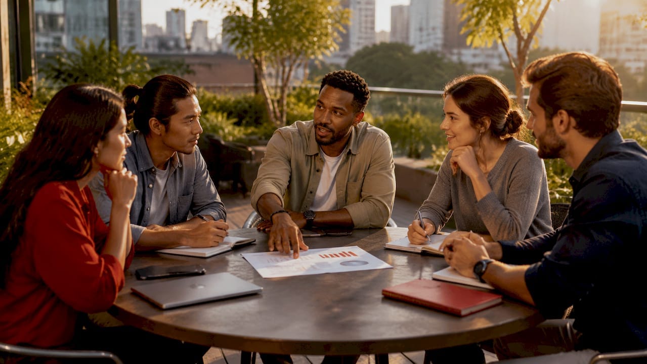 Team collaborating to build business trust