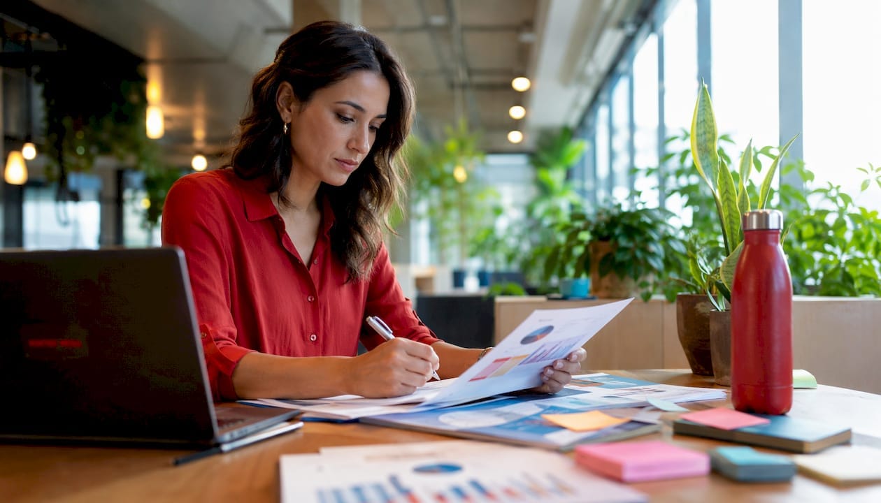 Marketing analyst reviewing CPC ad campaign reports