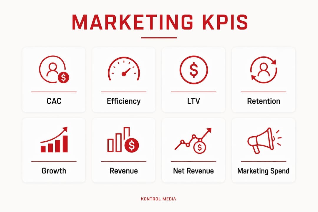 Infographic showing marketing KPIs for investors