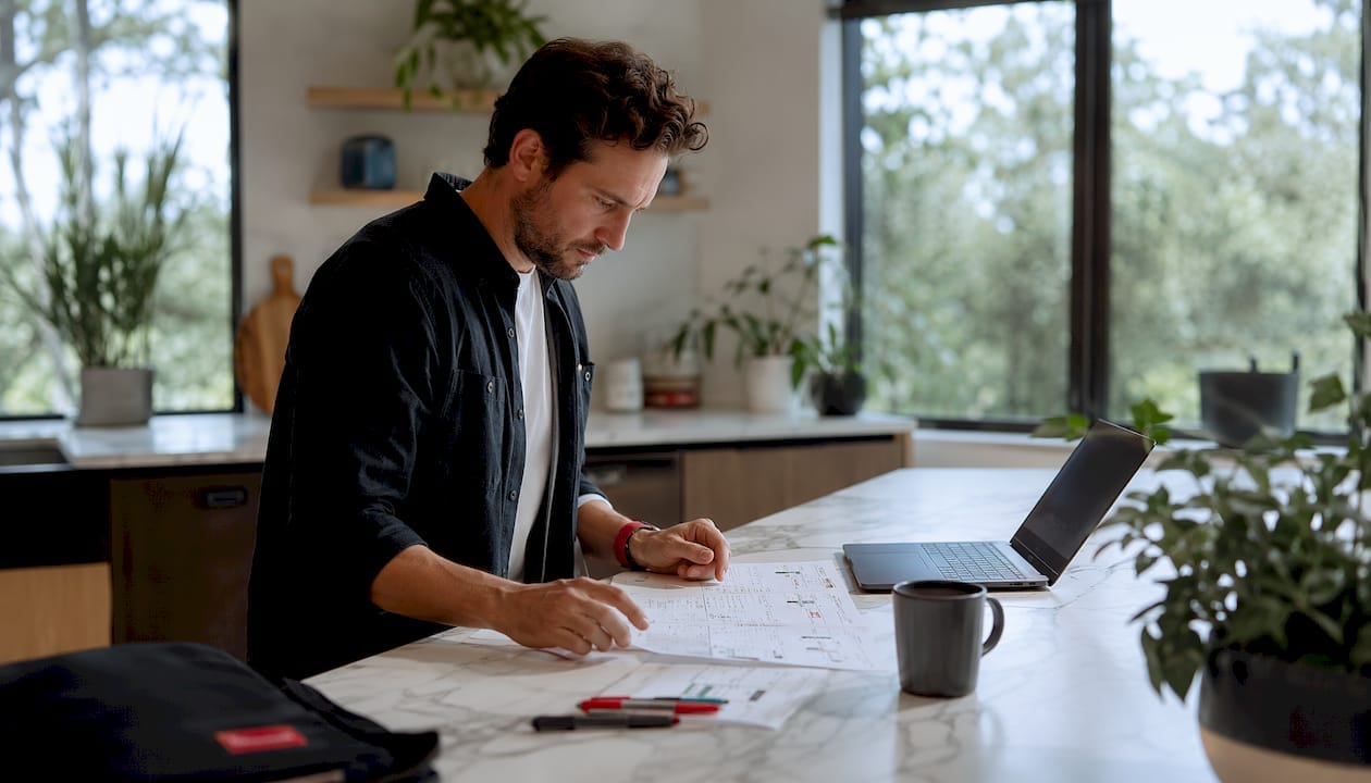 Marketing ops manager typing at home desk
