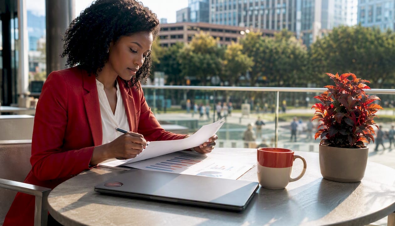Marketing analyst reviewing retail media data reports