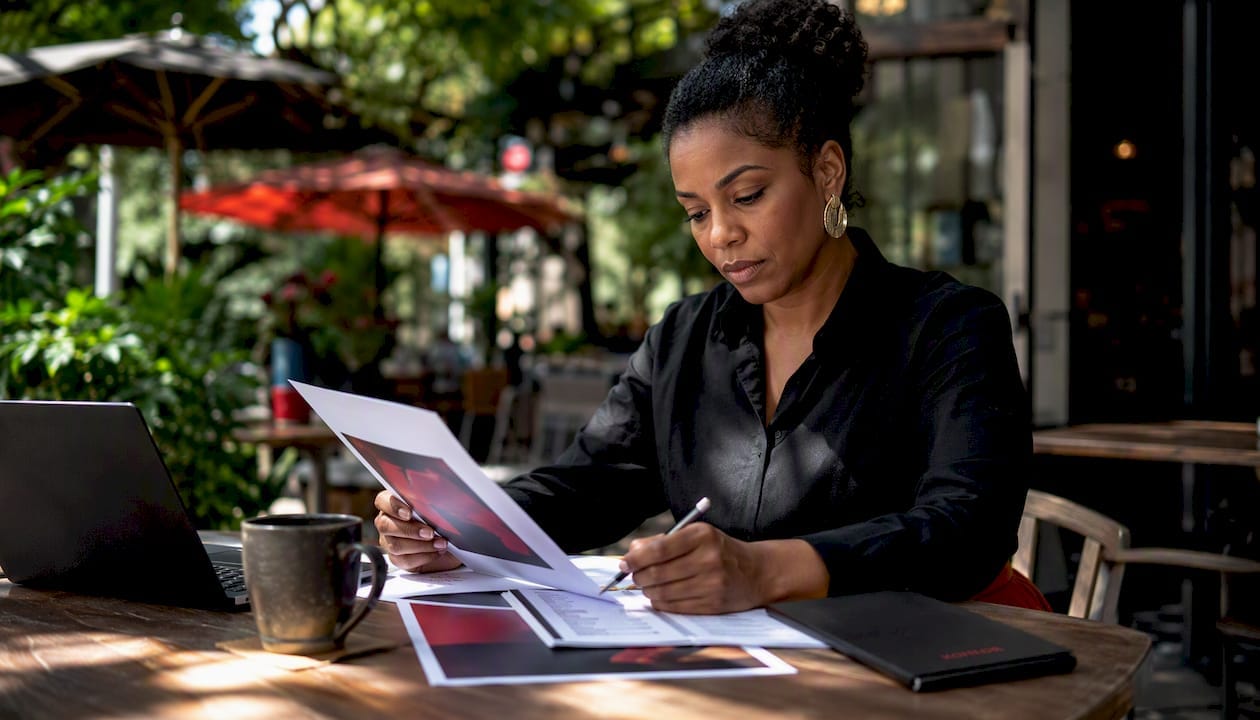 Content strategist reviewing branded content proposals