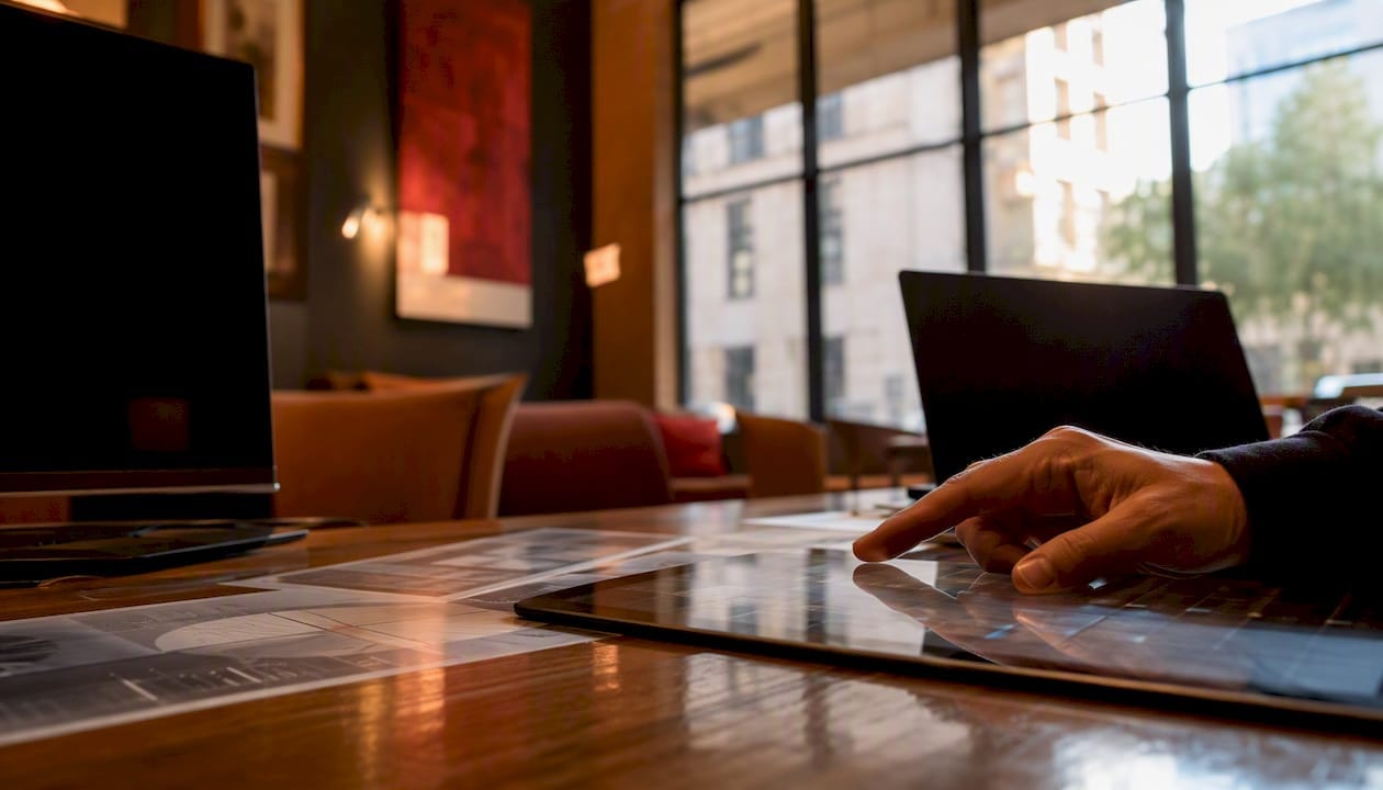 Close-up of commerce media data workspace