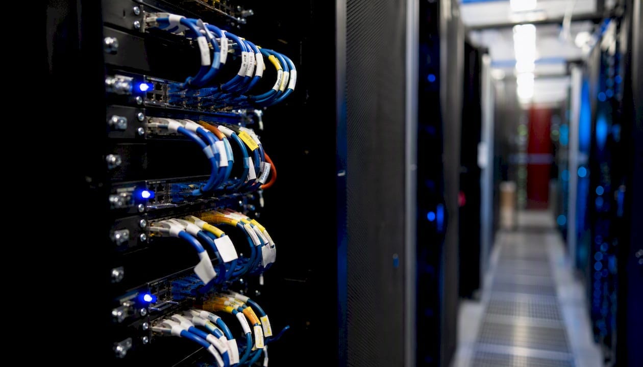 Retail media ad server network cables and LEDs