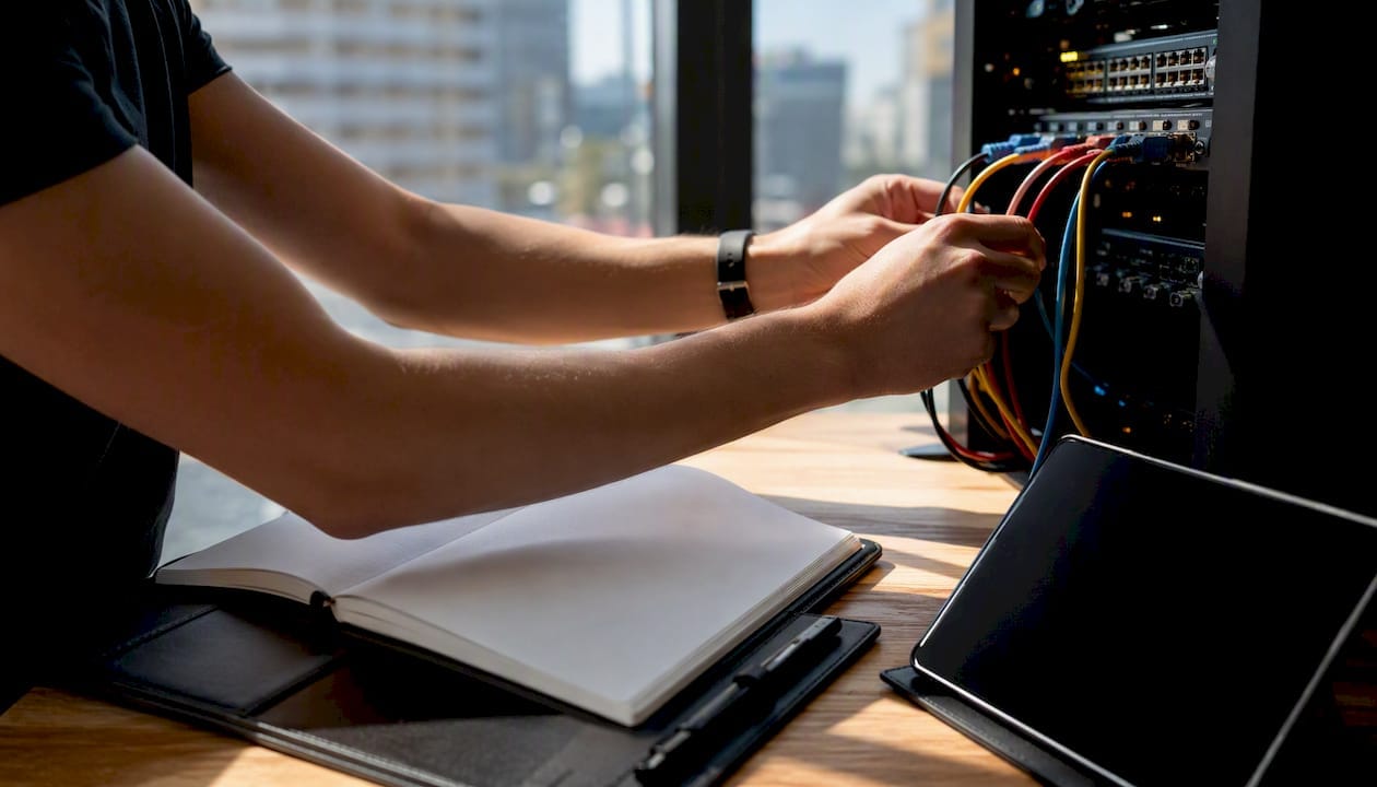 Hands connecting sales network components