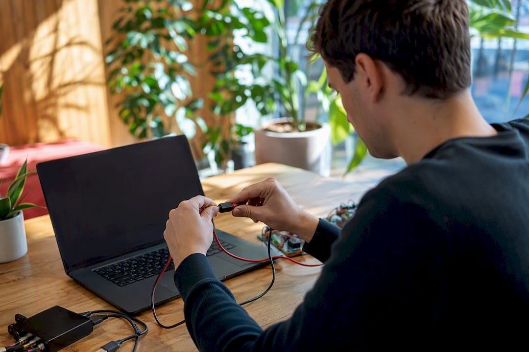 Developer connecting hardware cables
