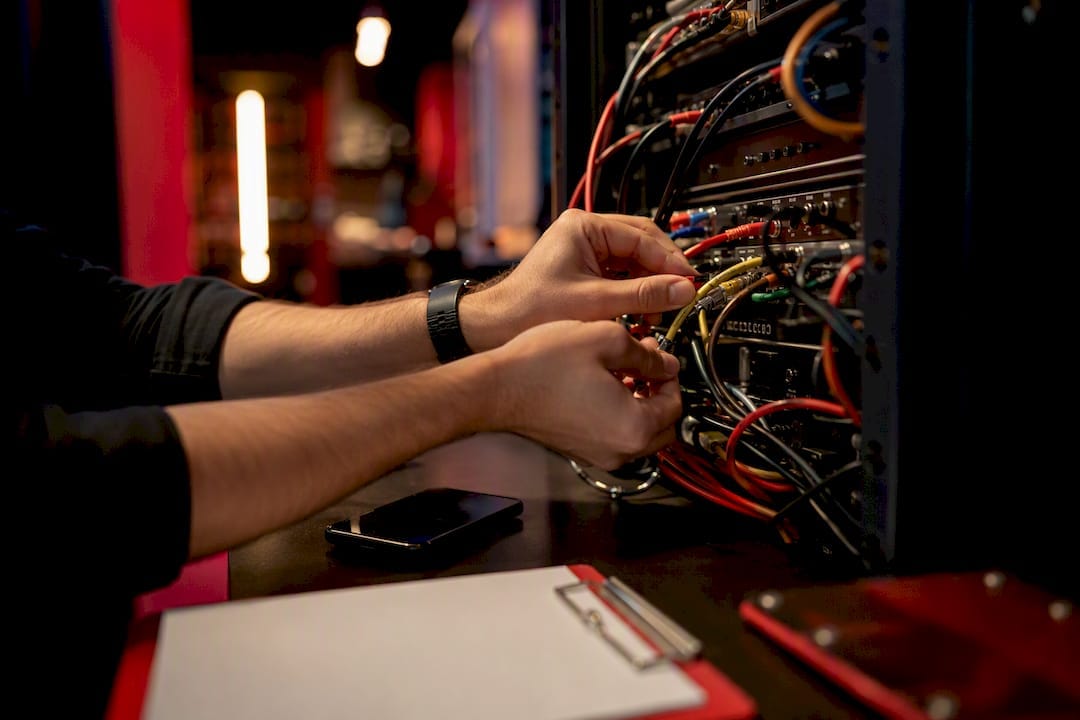 Hands configuring retail media SSP hardware