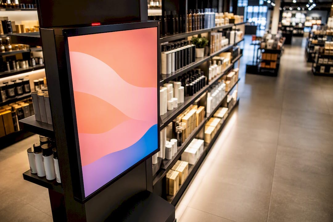 In-store media display in retail aisle