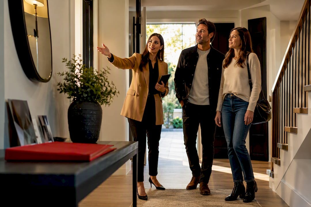 Realtor guiding buyers through home
