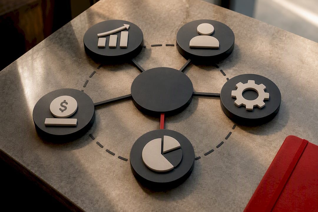 Five-function retail media operations structure