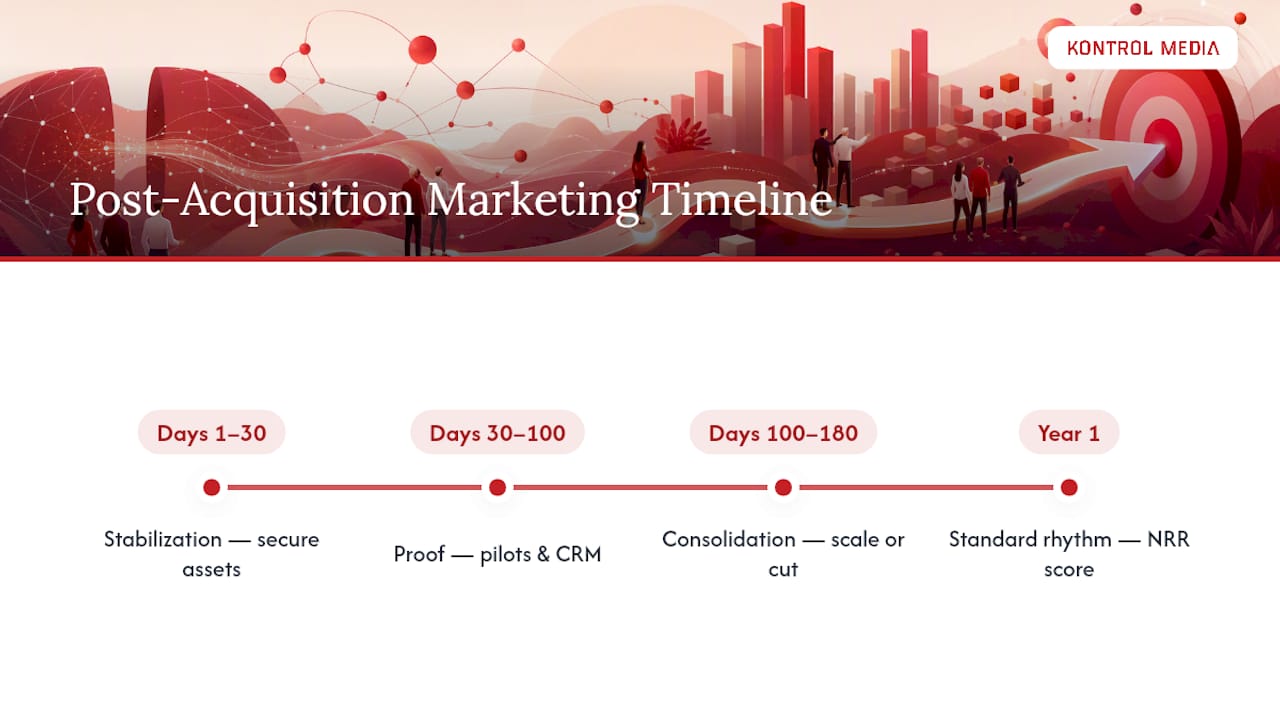 Four-phase post-acquisition marketing timeline
