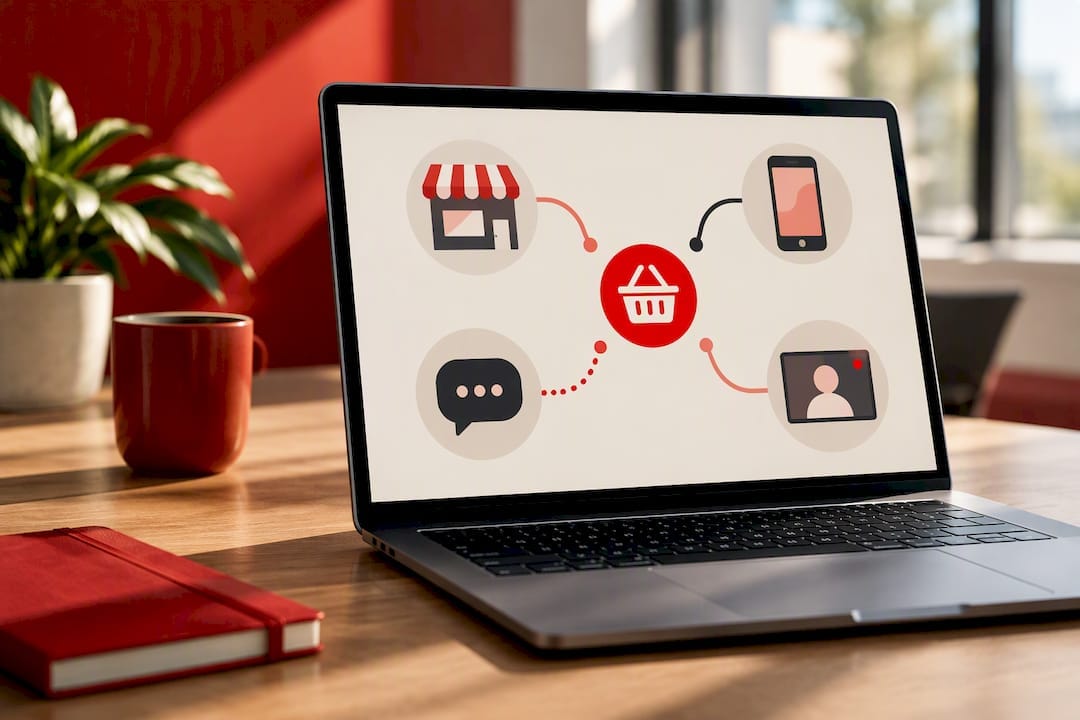 Illustrated paths across student shopping channels