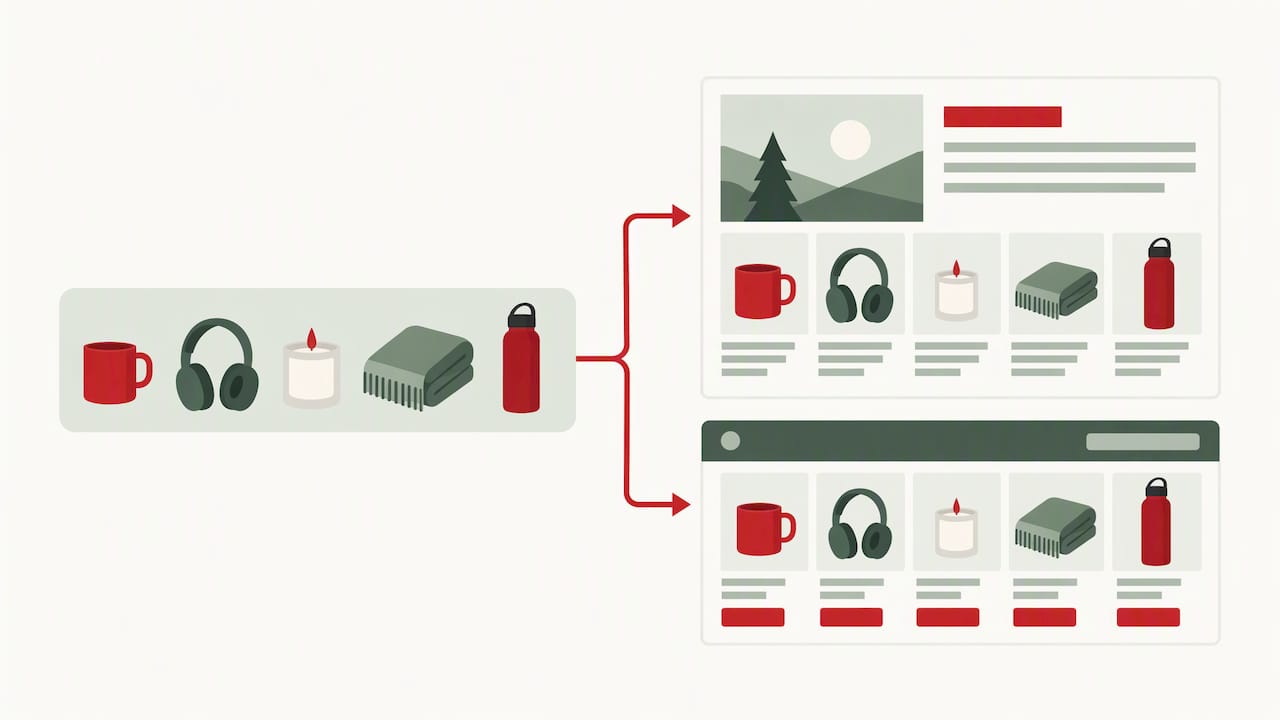 Matching products across guide and landing page